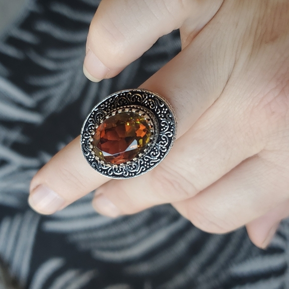 New Bi-Color Tourmaline 925 Silver Statement Ring. - Picture 15 of 15